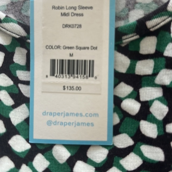 NWT DRAPER JAMES ROBIN LONG SLEEVE MIDI DRESS, size medium - Picture 5 of 5
